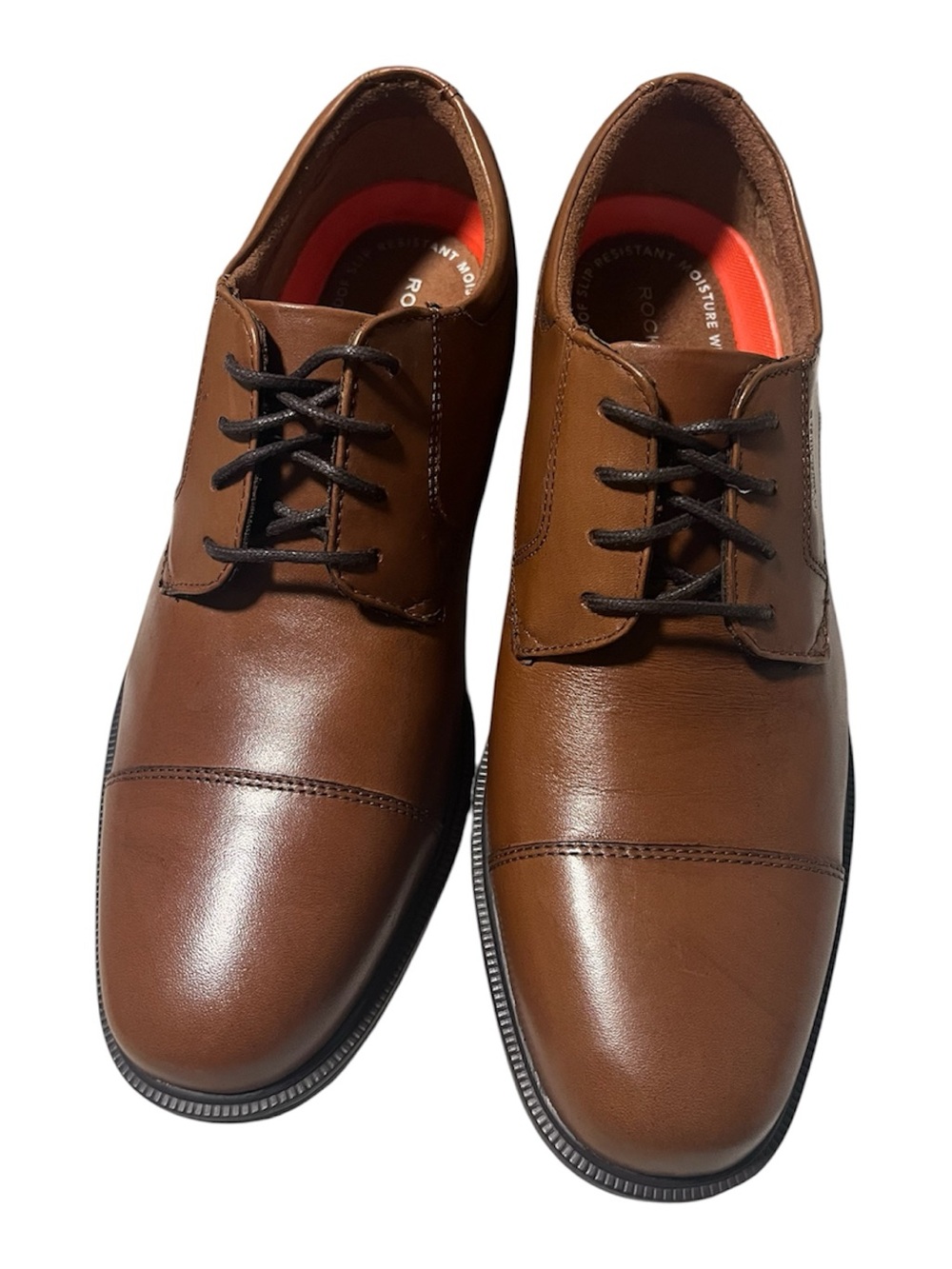 Rockport Men's Hydro Shield Waterproof Brown Leather Cap-Toe Oxfords 7 1/2 NWOB